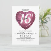 Girly White Pink Glitter Heart Ballon Sweet 16 Kaart (Staand voorkant)