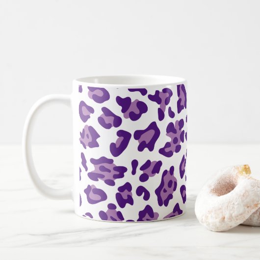 Girly White Royal Paars en Lavender Leopard Koffiemok (Met donut)