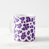 Girly White Royal Paars en Lavender Leopard Koffiemok (Voorkant links)