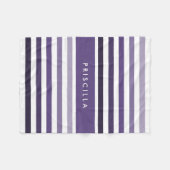 Girly Wide Striped Pattern and Name in Soft Violet Fleece Deken (Voorkant (Horizontaal))