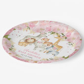 Girly Wild Baby Animals Oerwoud Safari Birthday Papieren Bordje (Gekanteld)