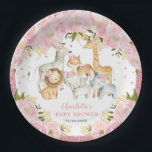 Girly Wild Baby Animals Oerwoud Safari Birthday Papieren Bordje<br><div class="desc">Dit schattige papieren bord is voorzien van elegante bruine bloemen,  zachte botanische groen,  roos goudglitter confetti en een groep korrelige oerwouden dieren. Klik op de knop "Verder aanpassen" als u de stijl en plaatsing van de tekst opnieuw wilt rangschikken en opmaken.</div>