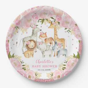 Girly Wild Baby Animals Oerwoud Safari Birthday Papieren Bordje