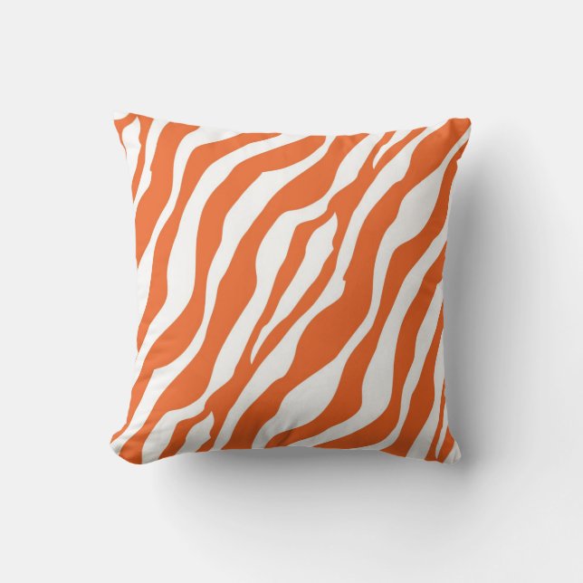 Girly Wild Oranje Zebra Print Kussen (Voorkant)