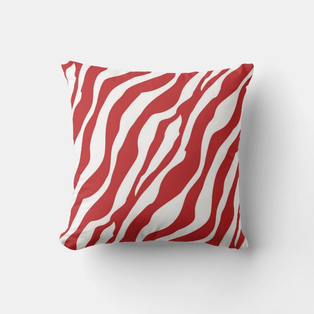 Girly Wild Red Zebra Print Kussen (Voorkant)
