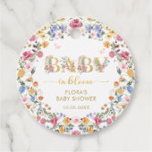 Girly Wildflower Garden Baby in Bloom Dank je Bedankjes Labels (Voorkant)