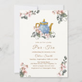 Girly Wildflower Par-Tea Baby shower Kaart (Voorkant)