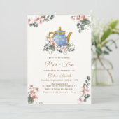 Girly Wildflower Par-Tea Baby shower Kaart (Staand voorkant)