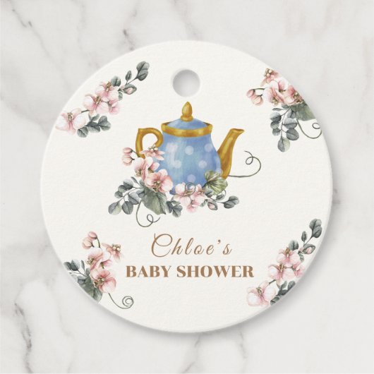  Girly Wildflower Tea Baby shower Bedankjes Labels (Voorkant)
