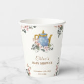  Girly Wildflower Tea Baby shower Papieren Bekers (Achterkant)
