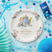 Girly Wildflower Tea Baby shower Papieren Bordje (Feest)