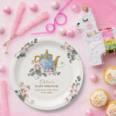 Girly Wildflower Tea Baby shower Papieren Bordje (Feest)