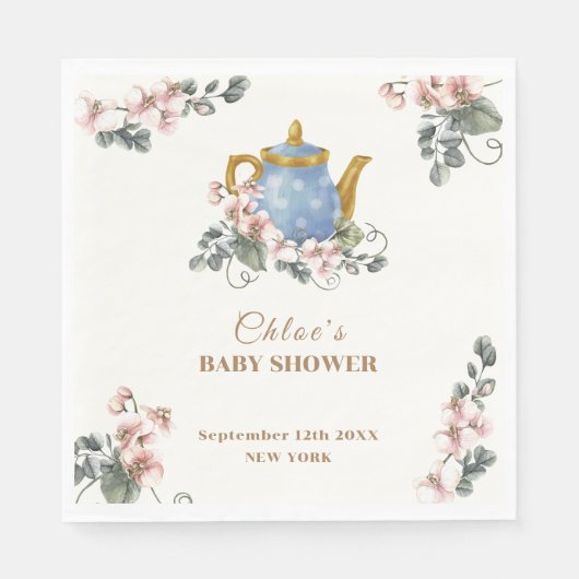  Girly Wildflower Tea Baby shower Servet (Voorkant)