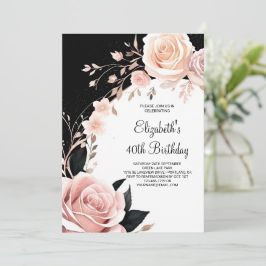 Girly Wildflower Verrassing 40e Verjaardag Kaart (Staand voorkant)