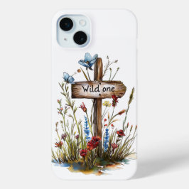 Girly Wildflower Wild One iPhone 15 Mini Hoesje