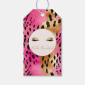 Girly Wimpers Roze Glam Goud Sparkle Leopard Cadeaulabel (Voorkant)
