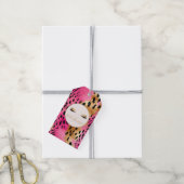 Girly Wimpers Roze Glam Goud Sparkle Leopard Cadeaulabel (Met Touw)