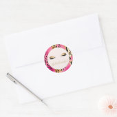 Girly Wimpers Roze Glam Goud Sparkle Leopard Ronde Sticker (Envelop)
