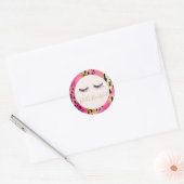 Girly Wimpers Roze Glam Gouden Luipaard Ronde Sticker (Envelop)