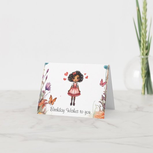 Girly Wish Verjaardag groeten Bedankkaart (Voorkant)