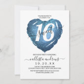 Girly Wit Blauw Glitter Hart Ballon Sweet 16 Kaart (Voorkant)