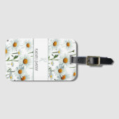 Girly Witte Bloemen | Trendy madeliefjes Bagagelabel (Voorkant (horizontaal))
