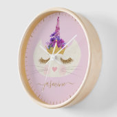 Girly Witte Caticorn Gezicht op Roze Gouden Script (Hoek)