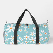 Girly witte madeliefjes op lichte turquoise achter plunjezak (Achterkant)