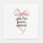 Girly Witte Roze Strik Bruiloft Servet (Voorkant)