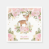 Girly Woodland Deer Pink Gold Pioenenbos