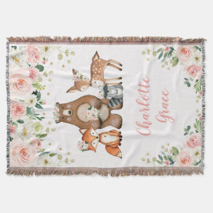 Girly Woodland Dieren Nursery Decor Blush Bloemen Deken