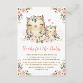 Girly Woodland Floral Owl Breng een boek voor Baby Informatiekaartje