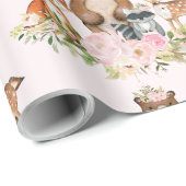 Girly Woodland Forest Animals Baby shower Birthday Cadeaupapier (Rol Hoek)