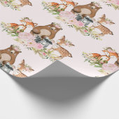 Girly Woodland Forest Animals Baby shower Birthday Cadeaupapier (Hoek)