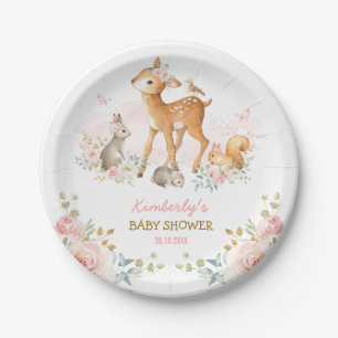 Girly Woodland Forest Animals Deer Bunny Squirrel Papieren Bordje