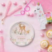 Girly Woodland Forest Animals Floral 1e verjaardag Papieren Bordje (Feest)