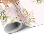 Girly Woodland Forest Deer Baby shower Birthday Cadeaupapier (Rol Hoek)