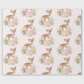 Girly Woodland Forest Deer Baby shower Birthday Cadeaupapier (Vlak)