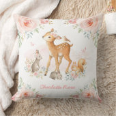 Girly Woodland Pink Floral Deer Bunny Nursery Kussen (Deken)