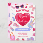 Girly y2k-Baby shower Kaart (Voorkant / Achterkant)