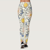 Girly Yellow Blue White Big Flowers vrouw Leggings (Achterkant)