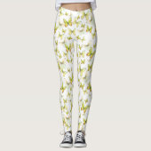 Girly yellow butterfly whimsical patterned leggings (Voorkant)