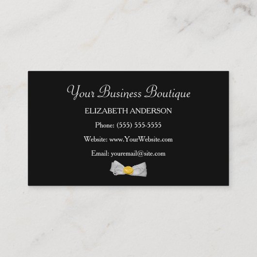 Girly Yellow Cheetah Print Boutique Chic Bow Visitekaartje (Achterkant)