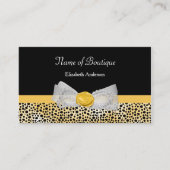 Girly Yellow Cheetah Print Boutique Chic Bow Visitekaartje (Voorkant)