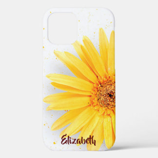 Girly Yellow Daisy Floral, gepersonaliseerde naam Case-Mate iPhone Case