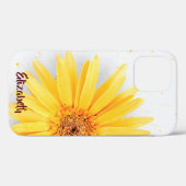 Girly Yellow Daisy Floral, gepersonaliseerde naam Case-Mate iPhone Case (Achterkant (horizontaal))