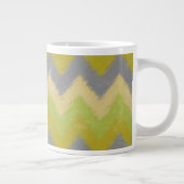 Girly Yellow en Gray Bohemian Chevron Pattern Grote Koffiekop (Rechts)