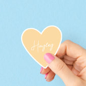 Girly Yellow Heart Sticker met naam