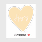 Girly Yellow Heart Sticker met naam (Vel)