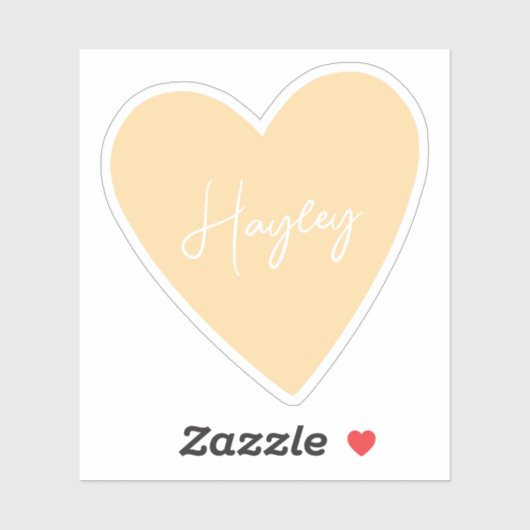 Girly Yellow Heart Sticker met naam (Vel)